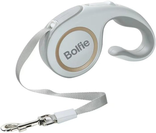 360° Tangle-Free Retractable Dog Leash 16 ft Heavy Duty Reflective Nylon Tape for Small to Medium Dogs Up to 60lbs,Soft Grip, Lock(Medium, White)
