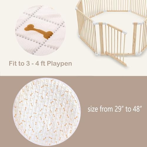 Meow&Woof Reusable Puppy Pads - Washable Pee Pads for Dogs 100% Waterproof Round Playpen Mat, Super Absorbent and Durable Reusable Pee Pads for Dogs 48 Inch 1 Pack