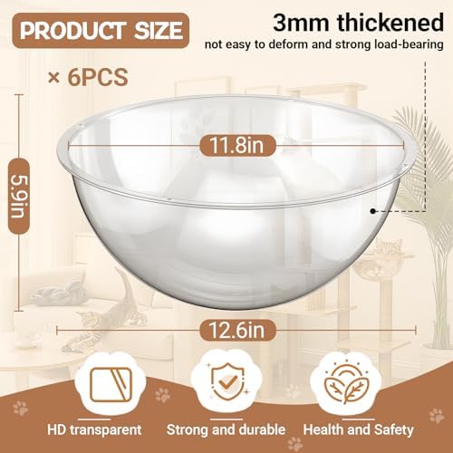 Yalikop 6 Pcs Cat Acrylic Dome Bubble, 11.8 Inch Space Transparent Capsule