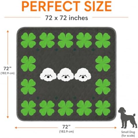 Washable Pee Pads for Dogs, Training Pads Puppy Pads Leak-Proof Reusable Pet Pad, Super Absorbent and Non-Slip Litter Cats Mat for Whelping, Playpen, Housebreaking, Green 72''x72''
