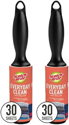 Scotch 3M Mini Lint Rollers 2-Pack (30 Sheets Each), Travel-Size Portable Sticky Lint Removers for Clothes, Furniture, Car Interiors and Pet Hair