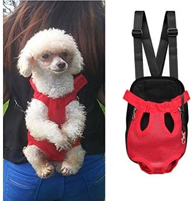 Dog Kangaroo Pouch Front Pet Backpack Carrier, Wide Straps Shoulder Pads, Adjustable Legs Out Pet Backpack Carrier Walking, Travel, Hiking, Camping (L, Black)