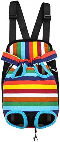 Pet Dog Puppy Cat Carrier Five Holes Backpack Double Shoulder Straps Canvas Cotton Front Chest Backpack Bag(Colourful, Small)