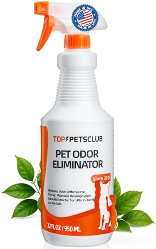 Pet Odor Eliminator for Home and Strong Smells, Plant Based Formula Dog & Cat Urine Odor Eliminator Spray, Pet Stain and Odor Remover for Carpet - 32 OZ Odorless