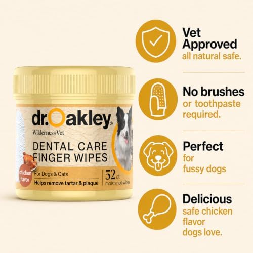 Dr. Oakley Dog Dental Wipes Finger Dental Care - Chicken Flavor
