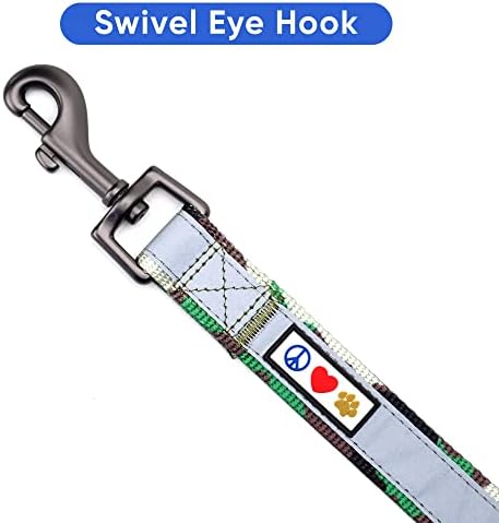 Pawtitas Camo Green Dog Leash 6 ft Custom ID Lead for Dogs & Puppies Reflective Comfortable Padded Handle Embroidered Name & Phone Number
