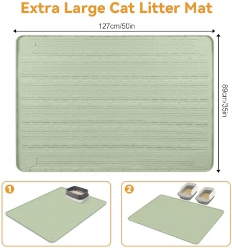 Silicone Cat Litter Mat 50"x35" Cat Mat for Litter Box, Green