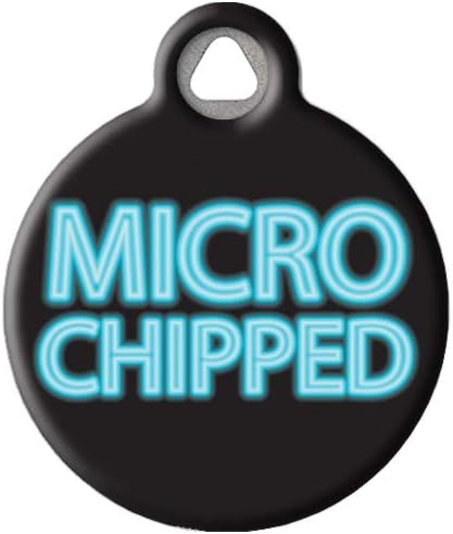 Microchipped Medical Alert Personalized Pet ID Tag for Dogs and Cats, Silent Polymer Coated Stainless Steel Nametag with Customized Identification Information - Large 1.25" Diameter