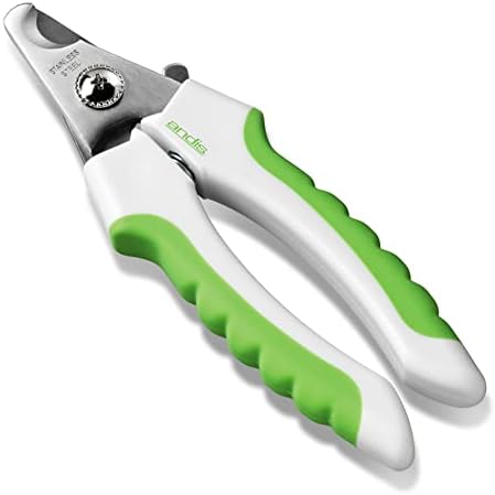 Andis 65700 Animal Nail Cutter for Small Breeds - Stainless Steel Blades with Sharp Efficiency - Designed for Repeated Use & Recommended by Pet Trainers – Medium Size & White/Green