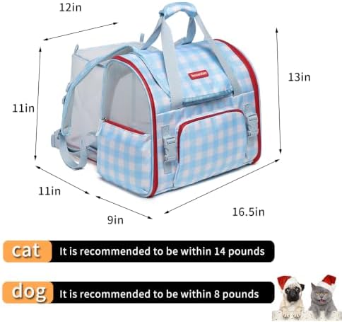 Pet Backpack Carrier for Small Dogs Medium Cats, Puppies,Breathable and Collapsible Design, Portable Travel Bag for Bearded Dragon,Rabbit Cage (Blue, Small)