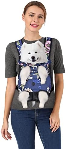 Petmolico Pet Dog Carrier Backpack,Adjustable Dog Legs-Out Front Backpack,Hands-Free Cat Pup Front Carrier Travel Bag,Easy-fit for Traveling Hiking for Dogs,(XL,Blue Daffodil)