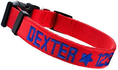 Embroidered Dog Collars Personalized, Custom Collar w Text and Phone Number | 3 Adjustable Sizes - 8 Colors | - Safe&Secure Pet Collars with ID, Pet Name for Boy, Girl Dogs, Puppy