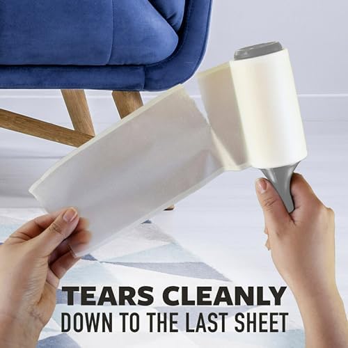 Scotch-Brite Extreme Clean Lint Roller, 50% Stickier, Heavy Duty Pet Hair and Debris Remover, 4 in x 54.9 ft Each, 4 Pack, 400 Easy Tear Sheets Total