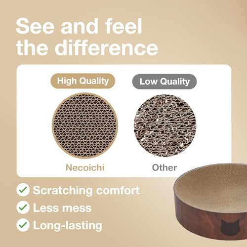 Necoichi Cat Scratcher Bowl for Indoor Cats - Cat Scratching Lounger with Reversible Usability and Extra Comfort for Lounge, Cardboard Bed Couch / (XL, Dark Cherry)