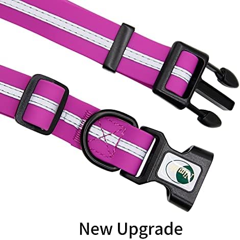 Nimble Reflective Waterproof Dog Collar Adjustable Odor Resistant Easy Clean Pet Collar for Small Medium Large Dogs Night Walking Outdoor Rainy Use (Medium (11.81”-18.5”inches), Rose Purple)