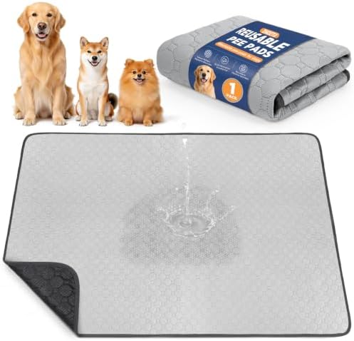 1 Pack Washable Pee Pads for Dogs, 72" x 72", Light Gray