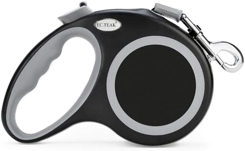 Retractable Dog Leash 26 FT, Heavy Duty Dog Leash for Dogs up to 110lbs, Strong Nylon Tape No Tangle, One-Handed Brake, Pause, Lock, Perfect for Medium Large Dogs (Black, 26 FT(66-110 LBS))