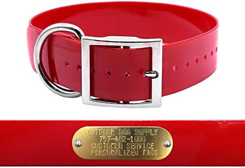 Heavy Duty D-Ring 1.5" Dog Collar w Custom Nametag, Red