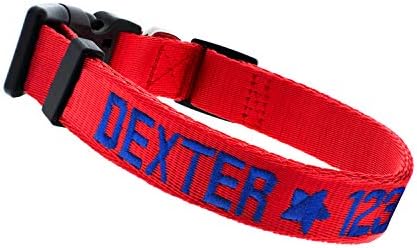 Embroidered Dog Collars Personalized, Custom Collar w Text and Phone Number | 3 Adjustable Sizes - 8 Colors | - Safe&Secure Pet Collars with ID, Pet Name for Boy, Girl Dogs, Puppy
