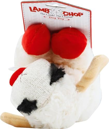 Multipet Lamb Chop Dog Plush Toy - Squeaky Toy for Small & Medium Dogs - Extra Soft Plush - Stuffed Animal for Cuddling & Playing (10", Cream, 5 Squeakers) (Pack of 2)