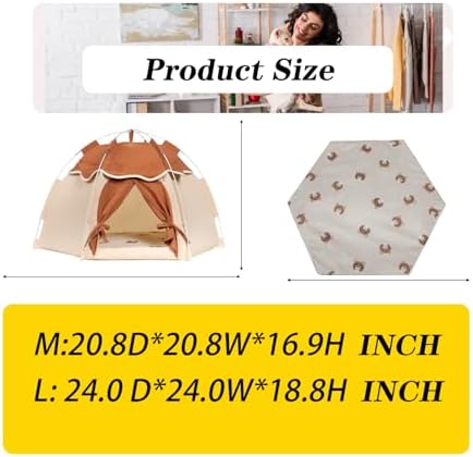 Gigreinc Cat Tent for Indoor, Indoor Dog House,Kitten Tent Suitable for Samll Dogs,Pet Cute Cave Nest Dog Houses(Beige, Large)