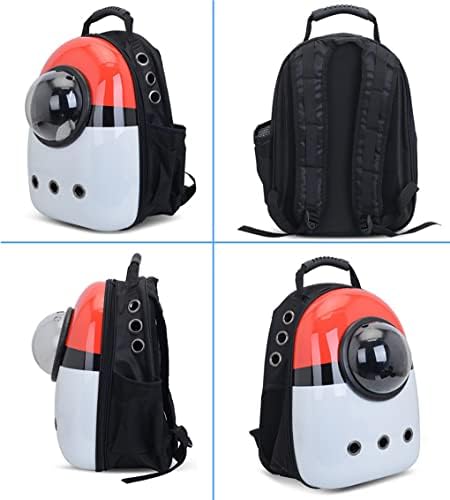 Cat Carrier Backpack, Pet Backpack Bubble Rucksack Front Pack for Cat Puppy Dog Capsule Space Backpack, Pet Carrier for Travel Hiking Walking Camping. (Red and White)