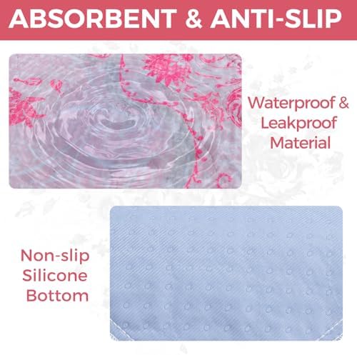 Homimp Cat Litter Mat 2 Pack, Litter Trapping Mat Contains Mess from Box, Protects Floors,Urine Waterproof,Non-Slip,Less Waste Cat Litter Box Mat,Soft on Kitty's Paws,Washable,Absorbent,Pink 36"X41"