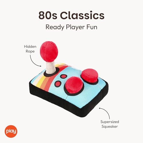P.L.A.Y. Cute Plush Dog Toys - 1980s Classics Themed Durable Squeaker Chew Toy, Great for Puppies & Small, Medium, Large Dogs - Machine Washable, Recycled Materials (Ready Player Fun Gaming Console)