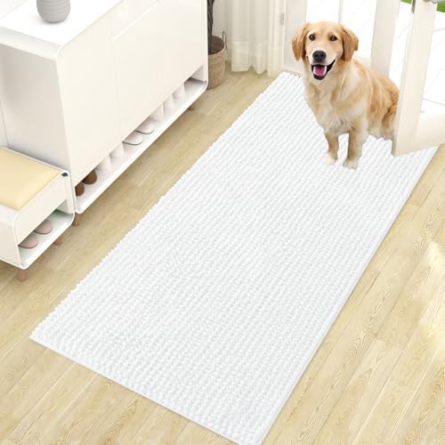 OLANLY Dog Door Mat for Muddy Paws 47x24, Extra Absorbent Chenille Mud Mat