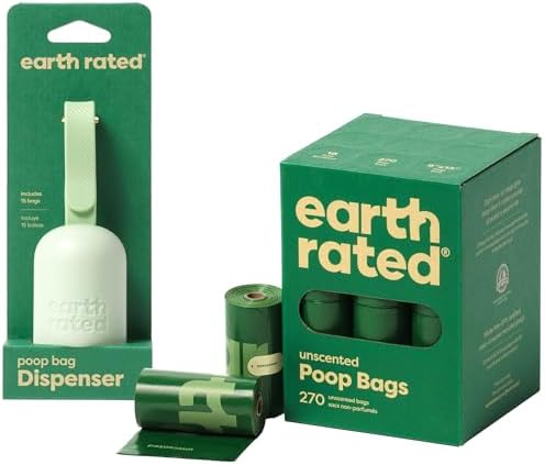 Earth Rated Perfect Dog-Walking Bundle - Includes 1 Poop Bag Dispenser and 270 Leak-Proof Extra Thick Waste Bags, Unscented