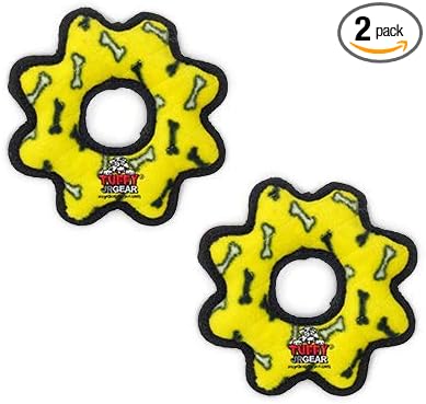 TUFFY® : 2 Pack Gear Ring Dog Toy: Ultra Durable Plush Toy with Multiple Layers & Reinforced Seams, Washable and Floats, Original Construction