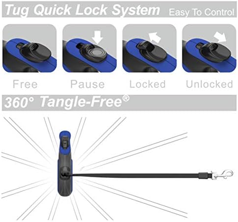 TUG Original Retractable Dog Leash, 16 ft (Medium, Blue)