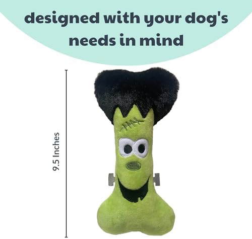 Huxley & Kent for Dogs | Franken Bone | Halloween Power Plush Dog Toy with Squeaker | Funny Dog Toy Gift | Fun, Durable, and Safe | H&K Squeaky Dog Toys