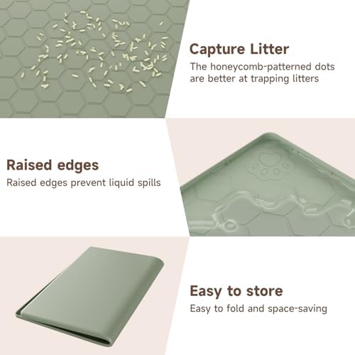 Cat Mat for Litter Box, 40" X 28" Large Silicone Cat Litter Trapping Mat