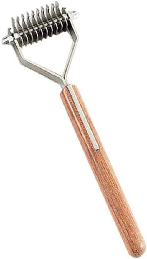 Mars Coat King Original Dematting Undercoat Grooming Rake Stripper Tool for Dogs and Cats, Stainless Steel with Wooden Handle, Made in Germany, 10-Blade