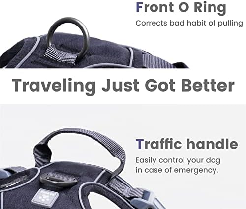 Pawaii Dog Harness with Pet ID Tag, No Choke Dog Harness, Adjustable Soft Padded Pet Vest with Easy Control Handle