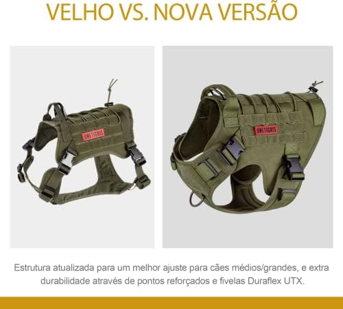 OneTigris Tactical Dog Harness, No-Pull Dog Vest with Leash Clips Green M