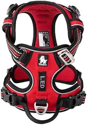WINHYEPET True Love No Pull Dog Harness Extra Reflective Pet Harness for Small Medium Large Dogs Adjustbale for Running Walking Padded Soft Mesh Vest Easy Control TLH56512(Red,M)