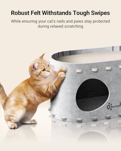 DownyPaws Cat House for Indoor Cats, Cube Castle Cat Bed Cave, Marble
