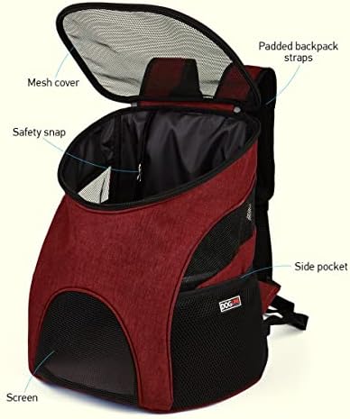 Dogline Personalized Front and Backpack for Dogs/Cats - Two Sizes - Airline Approved - Small, Red