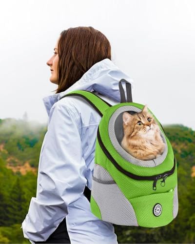 PETCUTE Pet Carrier Backpack,Breathable Dog Backpack Carrier with Adjustable Straps,Side Storage Pockets,Dog Head-Out Backpacks with Safety Belt,Puppy Front and Back Carriers for Small Dogs Cats
