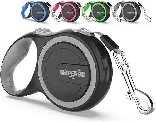 Emperor Pets Retractable Dog Leash, 26 ft, Up to 110lbs, Gray -GY26