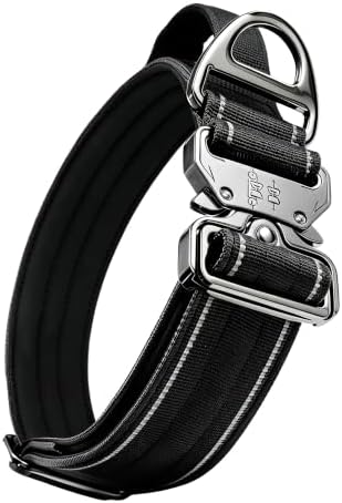 Adjustable Reflective Tactical Dog Collar for Large Dogs