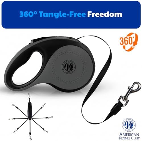 American Kennel Club Retractable Dog Leash, 16.4ft, Tangle-Free, Ergonomic Grip, One-Hand Brake, for Medium & Large Dogs up to 110 lbs