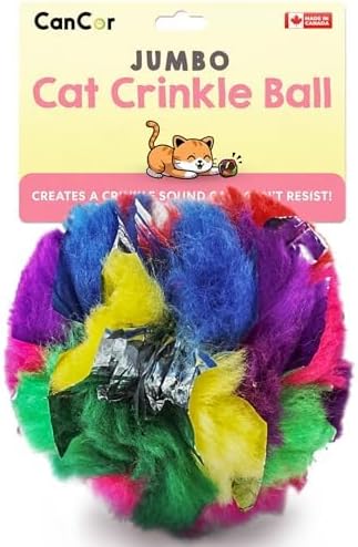 Jumbo Cat Crinkle Ball 3.5 Inch | 1 Pack | Interactive Indoor Cat Toy, Safe Lightweight Build with Durable Crinkle Material and Engaging Sound