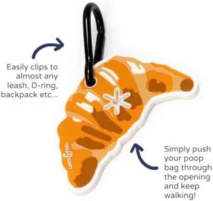 Lucy & Co. Croissant Poop Clip, Hands Free Dog Leash Waste Bag Holder Accessory
