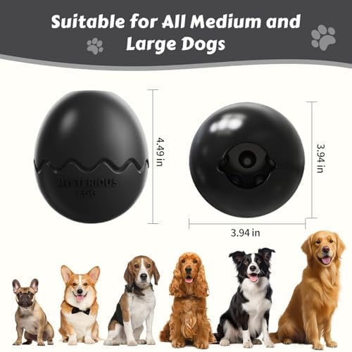 Dog Fillable Toy 3 in 1 Interactive Dog Toys Freeze Lick Summer Cooling Toy Enrichment Treat Dispensing Chew Toy Stuffable Puzzle Slow Feeder for Medium Small Dogs Easy to Clean (Egg-Black)