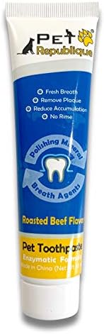 Pet Republique Enzymatic Dog Toothpaste Kit with Finger Toothbrushes Cats and Dogs Dental Cleaning Kit - 3.5 oz Beef Flavor Toothpaste, 3 Silicon Finger Toothbrushes, 1 Mini Handle Toothbrush