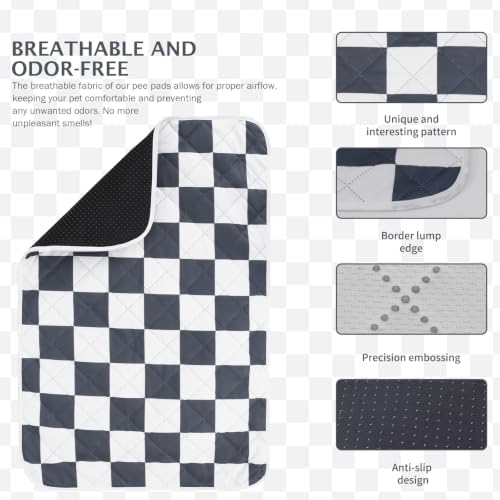 IEUUMLER Washable Pee Pads for Dogs, 2 Pack Non-Slip & Waterproof Pack Whelping Pad, Reusable Puppy Potty Training Pad with Fast Absorbent for Playpen EU007 (Grey&White, 30"X20"-2pcs)