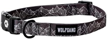 Wolfgang Heavy Duty, Adjustable Dog Collar with Quick Release Nylon Buckle for Walking & Training, WolfMountain Print, Small